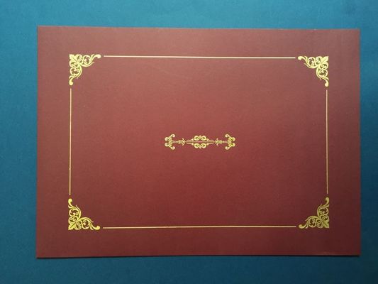 318x247mm Certificaatdocument Houders Donkerrode Kleur met Gouden Folie